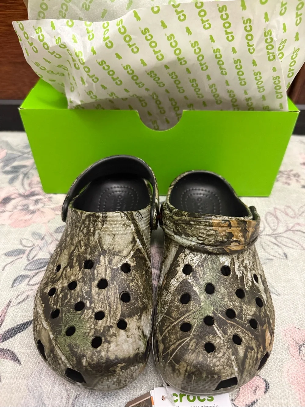 CROCS Kids Realtree Camo Classic Clog - Green/Brown
